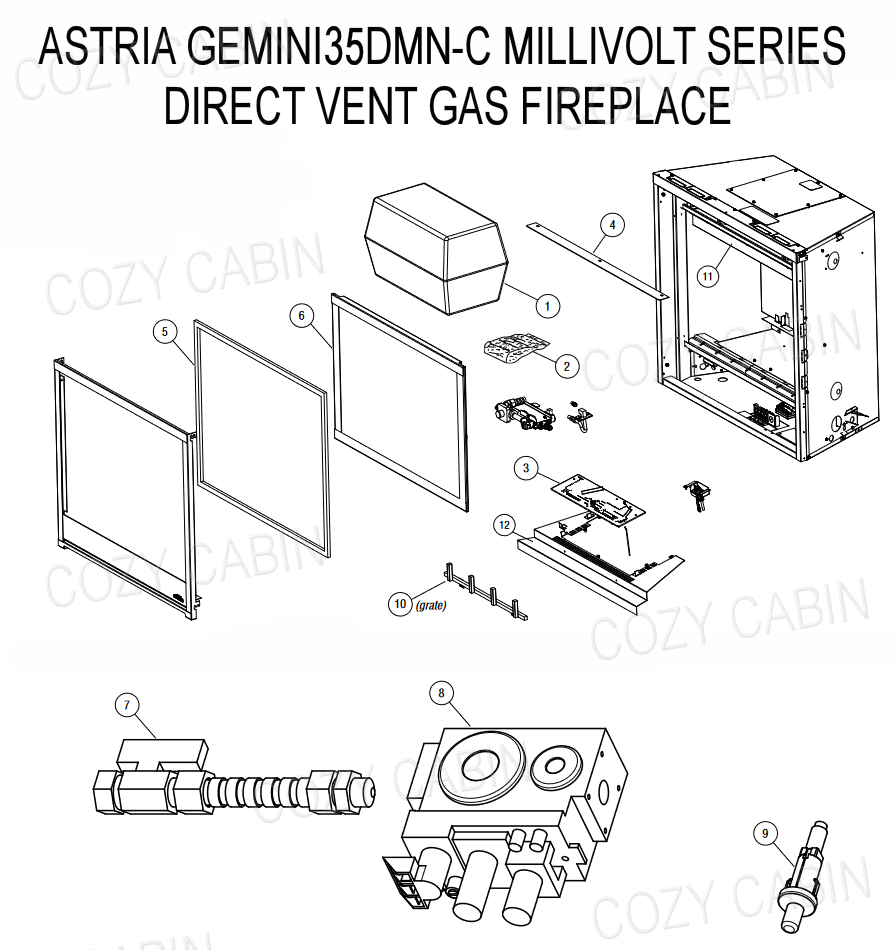 Astria Gemini Millivolt Series Direct Vent Natural Gas Fireplace (GEMINI35DMN-C) #GEMINI35DMN-C